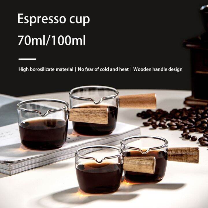 Coffee Doublemouthed Ounce Cup Wooden Handle Heatresistant Glass