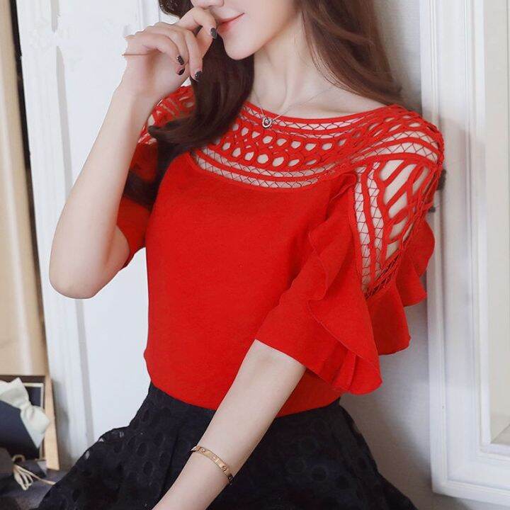 korean-fashion-lace-shirt-summer-chiffon-blouse-hollow-off-shoulder-tops-women