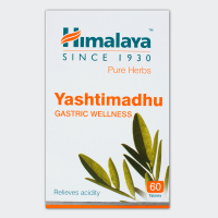 Himalaya Yashtimadhu 60 เม็ด สมุนไพรชะเอมเทศ ลดกรดในกระเพาะอาหาร กรดไหลย้อน