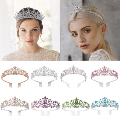 Silver Crown With Combs Prom Princess Tiara Crystal Headband