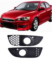 สำหรับ Mitsubishi Lancer Fog Light ครอบคลุมสีดำด้านหน้ากันชนด้านล่าง Grills Hood ตาข่าย2008 2009 2010 2011 2012 2013 2014