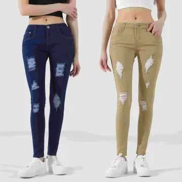 Jeans & Trousers | Black Skinny Jeans For Women With Damage Design | Freeup-sonthuy.vn