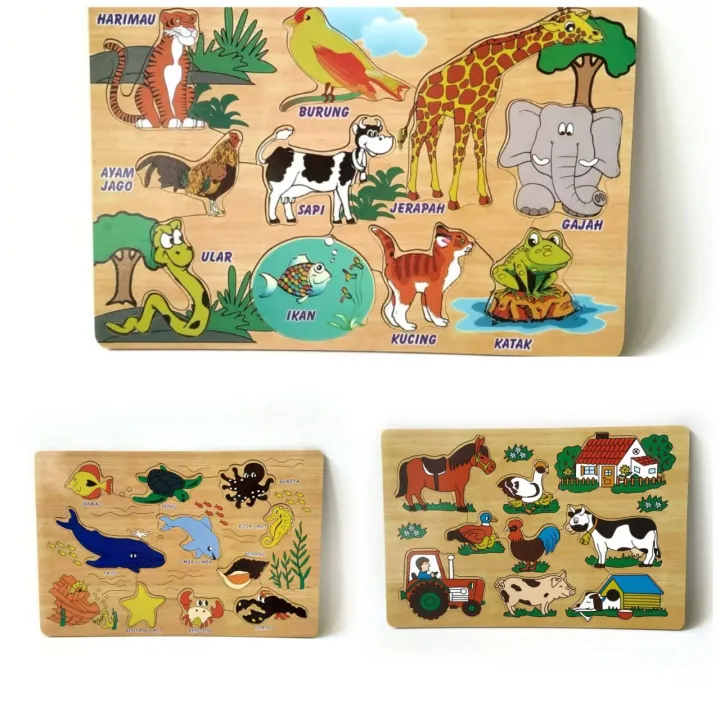 PUZZLE Edukasi Macam-macam Binatang/hewan | Lazada Indonesia