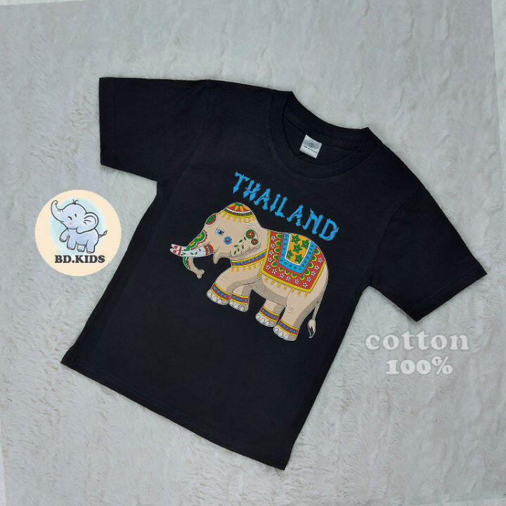 เสื้อยืดเด็กผ้าcottonๅ100-เสื้อยืดสกรีนลายช้างไทยแลนท์