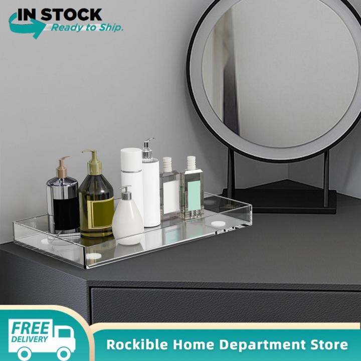 rockible Clear Acrylic Tray Bathroom Vanity Organizer Large Acrylic