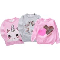 เสื้อสเวตเตอร์เด็กแบบใหม่ [Childrens clothing] เสื้อสวมหัวลายการ์ตูนนิ่มสำหรับเด็กผู้หญิงเสื้อถักไหมพรมเสื้อผ้าเด็กเด็กผู้หญิงไหมพรมถัก3-7ปี