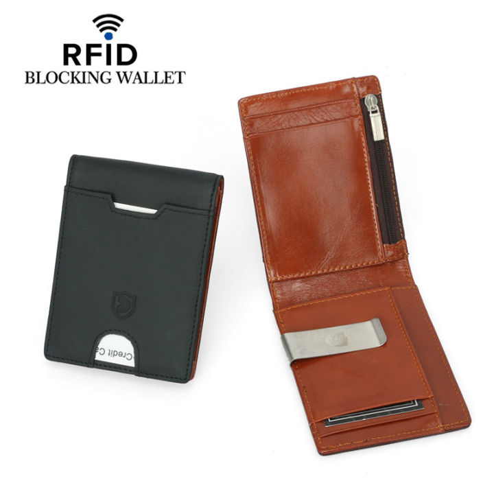 RFID Money Clips Genuine Leather High Quality Card Holder For Men | Lazada