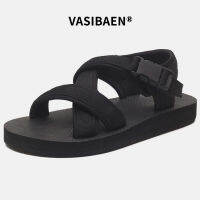 VASIBAEN?สามารถจ่ายเงินเมื่อได้รับสินค้า? รองเท้าแตะรัดส้นสีดำ รองเท้าแตะคู่รัก รองเท้าแตะแบบลำลอง สไตล์เกาหลี พื้นกันลื่นรองเท้าเเตะชายรองเท้าเดินทะเลกันลื่นและทนต่อก