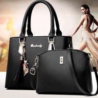 2 pcs/set Womens Handbag Exquisite Pendant PU Shoulder Bag For Women