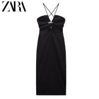 2022Zara ใหม่ UR COS เซ็กซี่เครื่องเทศเปิดการออกแบบแฟชั่นแขวน BoLinG Condole เข็มขัดชุดเดรสสีดำ4688315