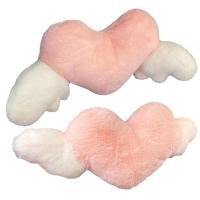 Pink Heart Neck Pillow For Car Plush Heart Shaped Pillow With Angel Wings Cute Neck Pillow For Travelling And Home-Headrest Seat Cushions