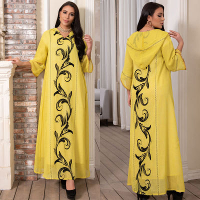 MD Eid Mubarak Abayas For Women Muslim Fashion Hooded Dress Embroidery Elegant Gowns Plus Size African Boubou Caftan Marocain