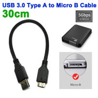 สาย USB 3.0 Type A to Micro B Cable USB3.0 Fast Data Sync Cable Cord for External Hard Drive Disk HDD Samsung S5 30cm