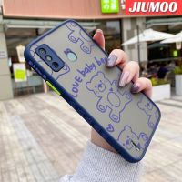 เคส JIUMOO สำหรับ Tecno Spark 6 Go Spark Go 2020 Spark Go 2021การ์ตูนสเก็ตช์ภาพหมีน้อยขอบสี่เหลี่ยมด้านข้างบางดีไซน์ใหม่มีน้ำค้างแข็งโปร่งใสกันกระแทกปลอกซิลิโคนคลุมทั้งหมดกล้องป้องกัน Softcase