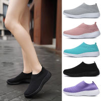 (DK Ready Stock) Fashion Women Black Shoes Lightweight Slip on Shoes Soft Sneakers Korean Style