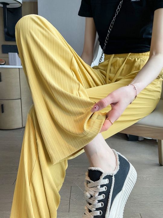กางเกงผ้า-เอวสูงทรงน่ารักมีเชือกผูก-สไตล์เกาหลี-w43131