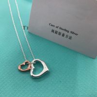 High quality 1:1 original TIF Sterling Silver 925 necklace classic elegant rose gold double heart pendant for ladies