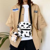 Túi đeo chéo nữ đi chơi mini nhỏ giá rẻ đẹp in hình bò sữa THỜI TRANG HAZIN thumbnail