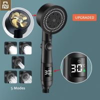 Intelligent LED Shower Head Temperature Digital Display High Pressure 5 Modes Turbocharged Rainfall Shower Bathroom Acessories Showerheads