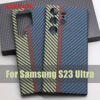 HANWOR เคสโทรศัพท์คาร์บอนไฟเบอร์ไตรรงค์สำหรับ Samsung Galaxy S23เส้นใยบางพิเศษ S23ฝาครอบป้องกันเลนส์พิเศษ