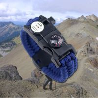 ○ Umbrella hand-woven bracelet outdoor survival flint whistle buckle multifunctional compass