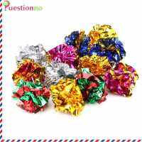 {Questionno} 12Pcs ลูกบอลสีสันเสียงกระดาษดีบุกของเล่น Cat Crinkle Balls เล่นสัตว์เลี้ยง Toys