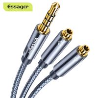 Essager Audio Splitter Headphone Headset Extension Cable 3.5mm Jack Male to Dual Female Mic Y Adapter for Phone PC AUX Cable Headphones Accessories