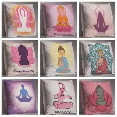 Buddha Statue Cushion Cover Colorful Soft Throw Pillow Cover Double Sides Decorative Sofa Pillow Case Pillowcase Home Decor