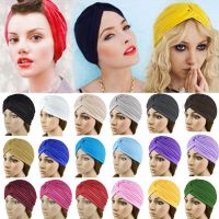 【CC】☜ↂ¤  Stretchy Turban Muslim Hat Bandanas Night Cap Beanie Bonnet Hair Loss Chemo Caps Adult Wrap Bandana