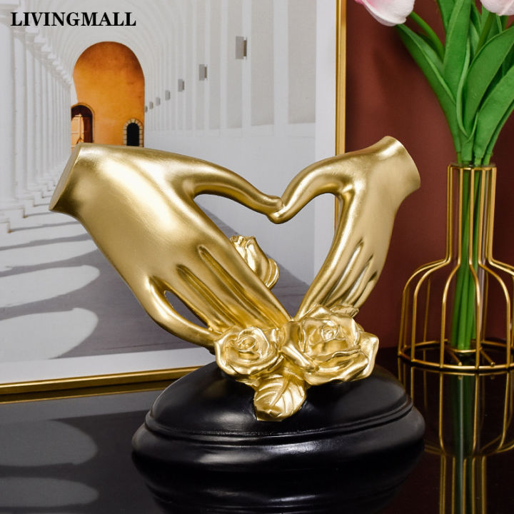 livingmall-สไตล์ยุโรปรูปหัวใจรูปปั้นงานฝีมือเรซินบทคัดย่อรักกุหลาบตกแต่งบ้านโรแมนติกคนรักของขวัญแต่งงานตกแต่งบ้านอุปกรณ์สก์ท็อป