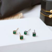 [COD] 925 silver needles plated with 14K cube sugar zircon mini earrings fashion simple and versatile for sleeping without picking off factory