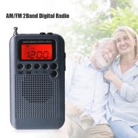 HRD-104 Dual-Band AM FM วิทยุจอแสดงผลดิจิตอล LCD แบบพกพาเครื่องเล่นวิทยุแบบพกพาสะดวกขนาดเล็กที่มี40มิลลิเมตรลำโพงไดรเวอร์