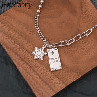 Foxanry 925 Sterling Silver Thick Chain Necklace New Trendy Hip Hop Vintage Good Lucky Star Punk Party Jewelry Gifts Accessories