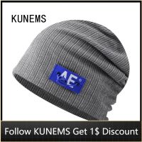 [Hana Clothing Store] KUNEMS ฤดูใบไม้ร่วงและฤดูหนาวหมวกสำหรับผู้ชายแฟชั่น Beanies Bonnets ปุ่มที่ถอดออกได้ถักหมวกผ้าฝ้ายนุ่มหมวกกลางแจ้งหมวก Gorras