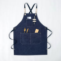 New Fashion Canvas Kitchen Aprons For Woman Men Chef Work Apron For Grill Restaurant Bar Shop Cafes Beauty Nails Studios Uniform