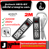 Anitech H613-GY รางปลั๊กไฟ ปลั๊กไฟมาตรฐาน  มอก. (ไม่มีแพ็คเกจ) มีสวิทต์ปิด-เปิด สายไฟยาว 2 เมตร ปลั๊กไฟ รางปลั๊ก ปลั๊ก ปลั๊กพ่วง ปลั๊กมาตราฐาน