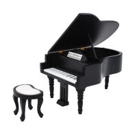 1:12 Dollhouse Miniature Furniture Grand Piano And Stool Music Instrument Wood 2 Colors Available White And Black