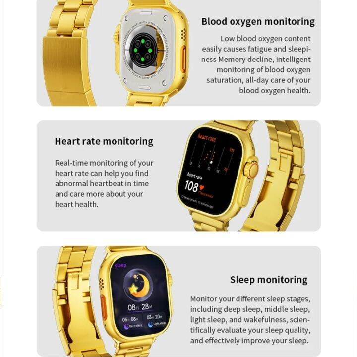 ใหม่-t10-ultra-gold-smart-watch-ultra-series-8-nfc-bluetooth-call-men-smartwatch-ผู้หญิง2023นาฬิกา-ultra-wireless-charge-สำหรับ-apple