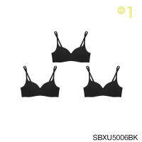 ( Set 3 ชิ้น )Sabina เสื้อชั้นใน Invisible Wire (ไม่มีโครง) รุ่น Pretty Perfect รหัส SBXU5006 สีดำ