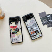 เคสฉลากจัดส่งสินค้า Galaxy Z Flip 4 5G สำหรับ Flip 3 Samsung ฝาครอบป้องกันโปร่งใสแข็งกันแรงกระแทกเคสโทรศัพท์อะคริลิก