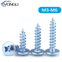 M3 M4 M5 M6 Self Tapping Phillips Cross Screws High Strength Blue Zinc Plated Large Flat Round Truss Pan Head Tapping Screws