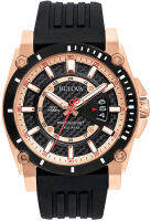 Bulova Precisionist Mens Watch, Stainless Steel with Black Silicone Strap, Two-Tone (Model: 98B152)