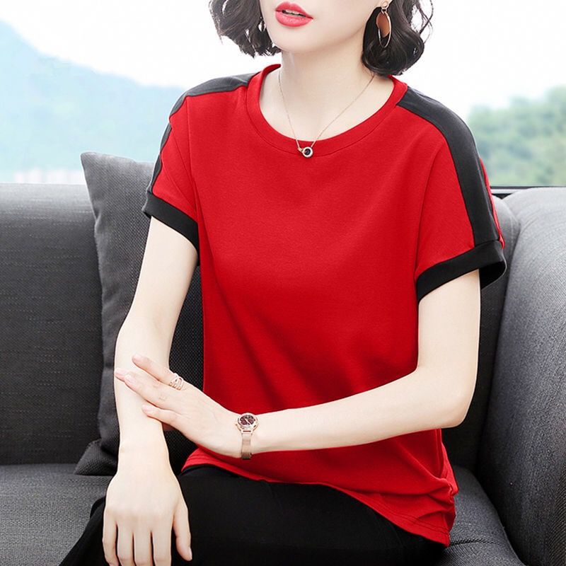 FEE RED Short Sleeved Blouse red casual look Fashion Blouses Short Sleeve Blouses 
