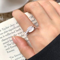 Langjinl ฝรั่งเศส 925 แหวนเงินสเตอร์ลิงผู้หญิง ins บุคลิกภาพแสงหรูหราสูงความรู้สึกเครื่องประดับหินเปิดแหวนไม่ตกสี 0L9O