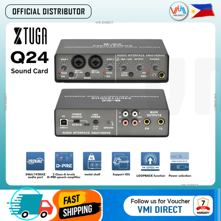 XTUGA Q24 Sound card Professional audio interface system Stereo Mono