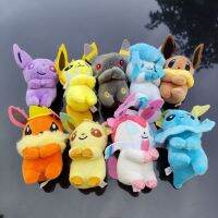 10ชิ้น/เซ็ตตุ๊กตาห้อยของนุ่ม10ซม. ลายโปเกมอน Eevee Glaceon Sylveon Leafe Plush 10ซม. พวงกุญแจของเล่นคริสต์มาสฮาโลวีนของขวัญวันเกิด