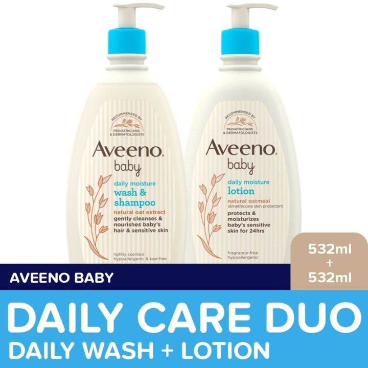 Aveeno Baby Daily Wash Shampoo 532ml Daily Moisture Lotion 532ml