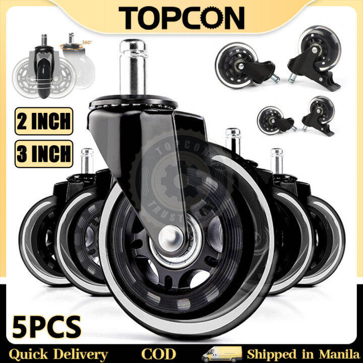 5PCS Duty Office Chair Wheels Replacement Rubber Chair Casters For Wood
