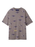 MENS COOL ROOM WEAR SLEEPWEAR PAJAMA SUMMER COUPLE SHARK PRINT T-SHIRT SHORTS SET Modal