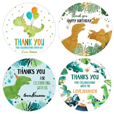 hot！【DT】▬☌❂  Stickers Name Text T-Rex Boy Birthday Favors Labels Day of School Sticker Jurassic Park